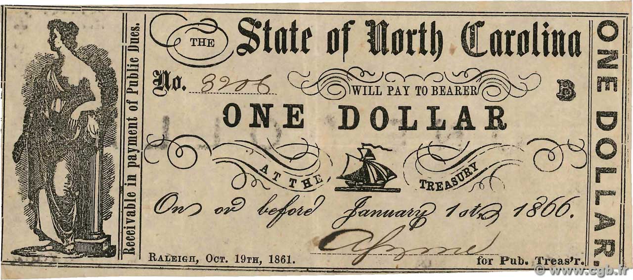 1 Dollar STATI UNITI D AMERICA Raleigh 1861 PS.2329a SPL