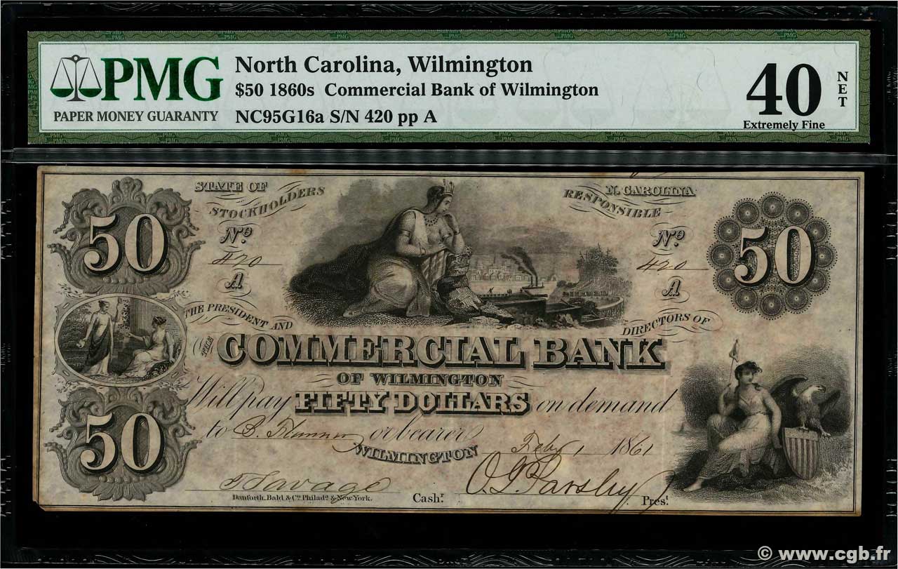 50 Dollars STATI UNITI D AMERICA Wilmington 1861  q.SPL