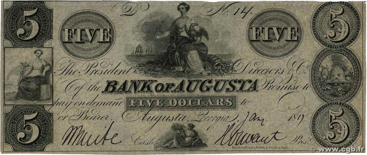 5 Dollars STATI UNITI D AMERICA Augusta 1861  AU