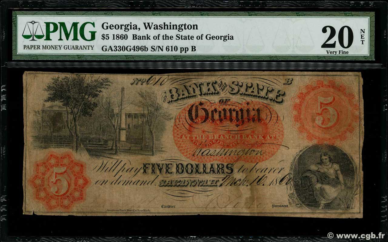 5 Dollars ÉTATS-UNIS D AMÉRIQUE Savannah 1860  pr.TB