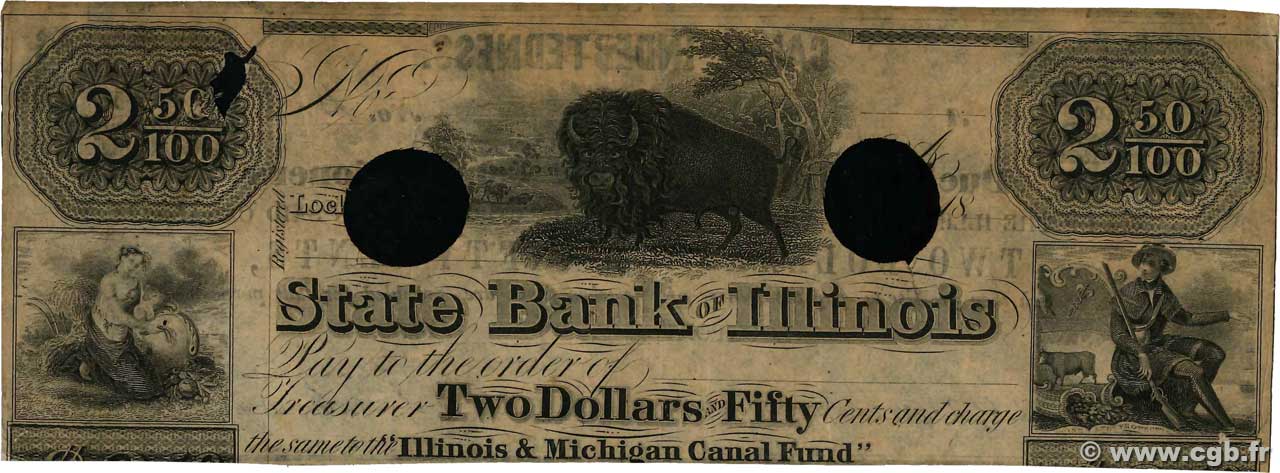 2 Dollars 50 Cents Annulé STATI UNITI D AMERICA Lockport 1842  MB