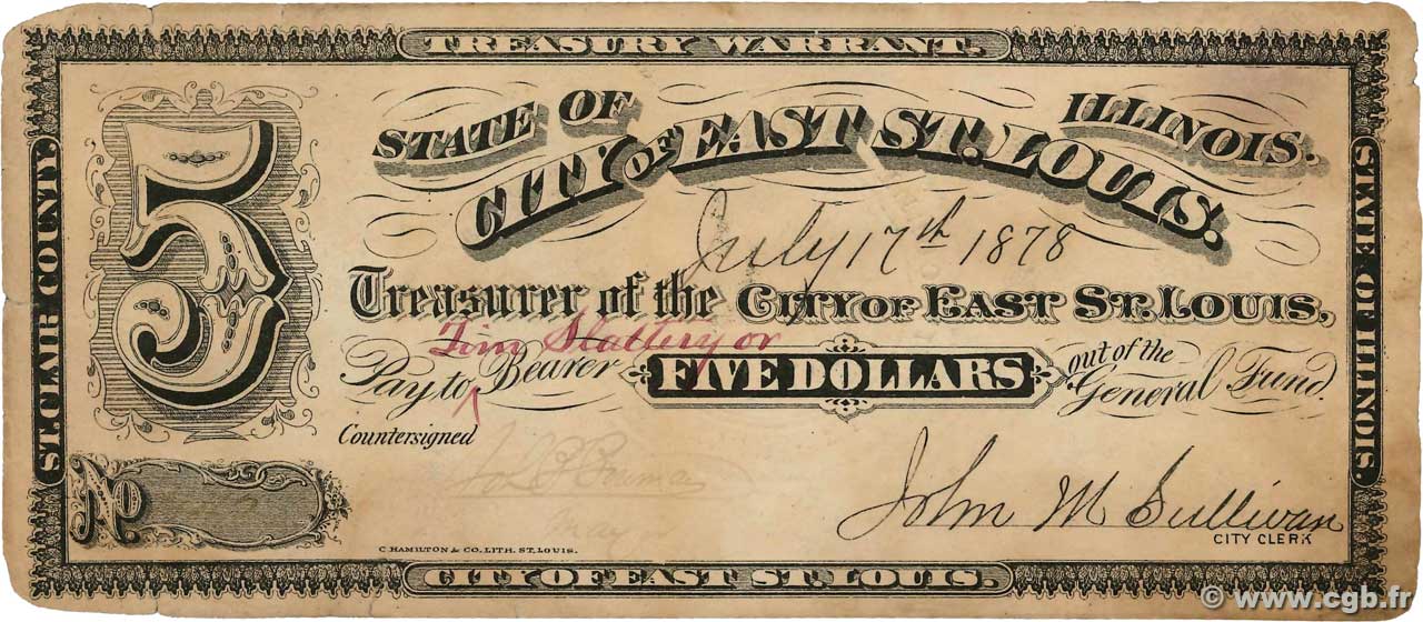 5 Dollars ÉTATS-UNIS D AMÉRIQUE St.Clair 1878  TTB