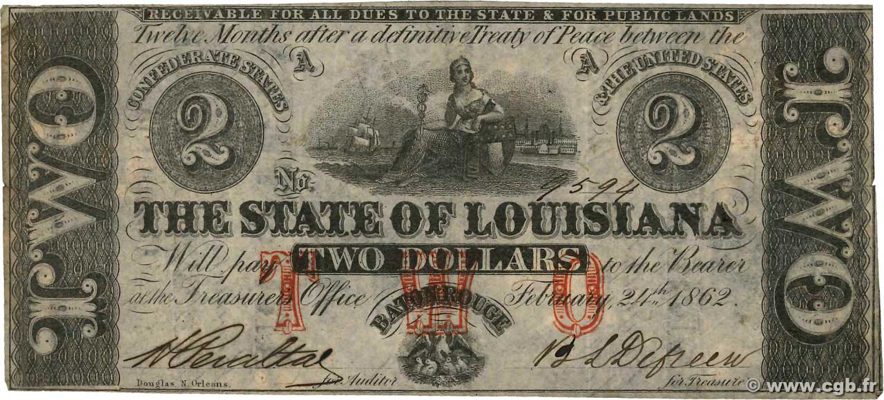 2 Dollars ÉTATS-UNIS D AMÉRIQUE Baton Rouge 1862 PS.0889 SUP