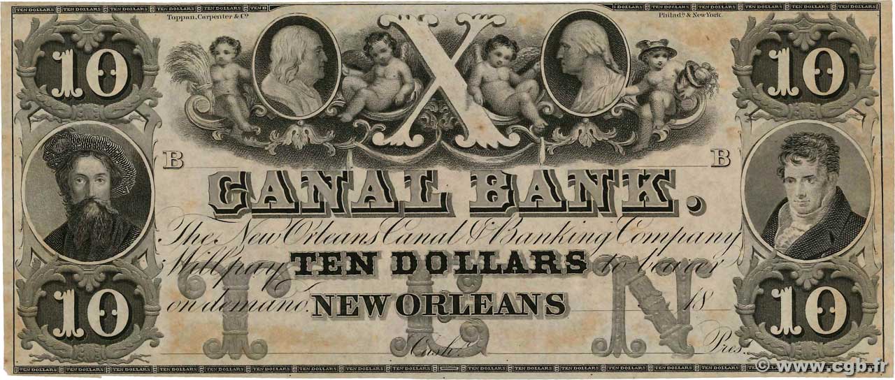 10 Dollars Non émis UNITED STATES OF AMERICA New Orleans 1850  UNC-