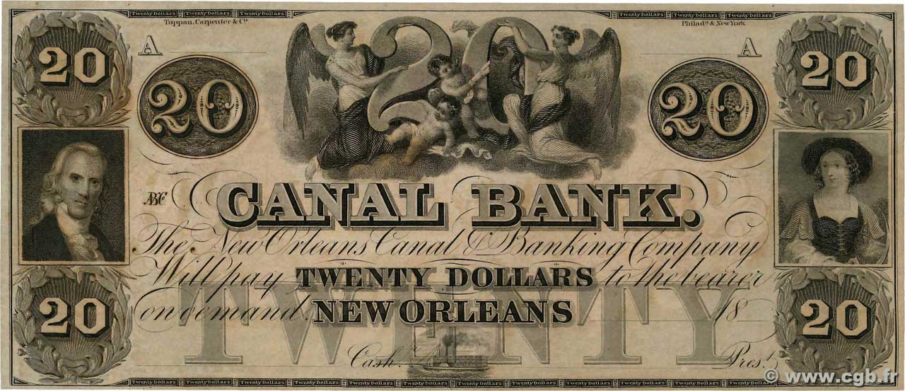 20 Dollars Non émis ESTADOS UNIDOS DE AMÉRICA New Orleans 1850  SC+