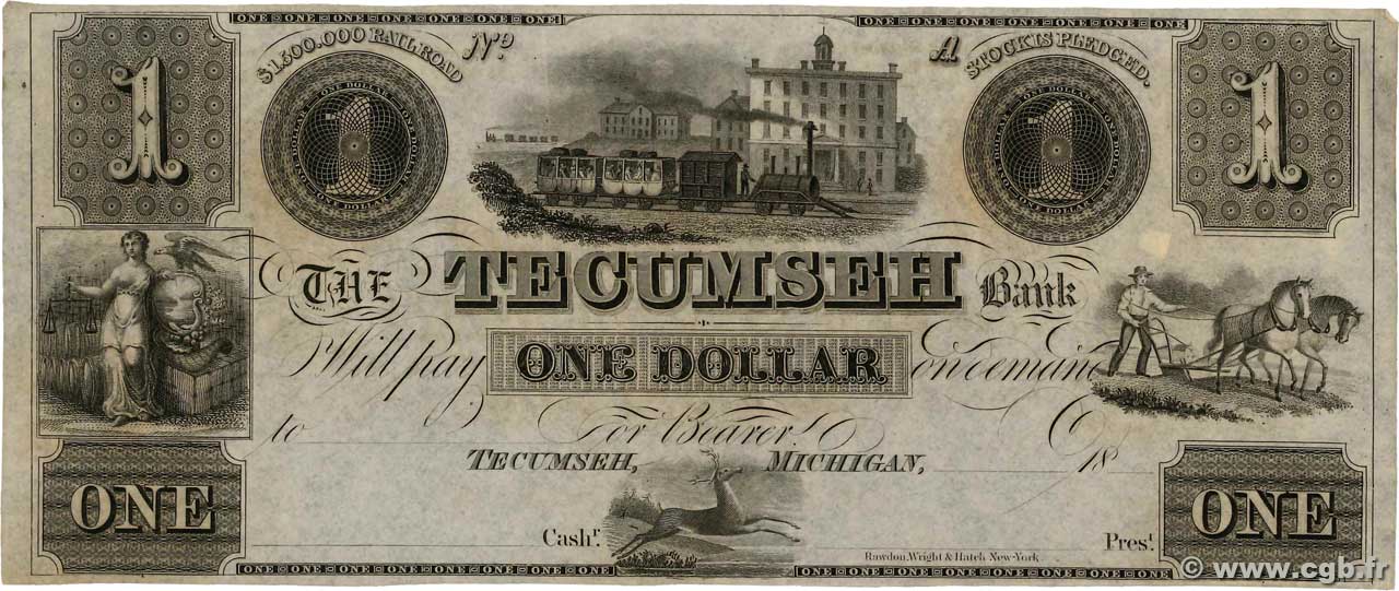 1 Dollar Non émis ÉTATS-UNIS D AMÉRIQUE Tecumseh 1850  SPL