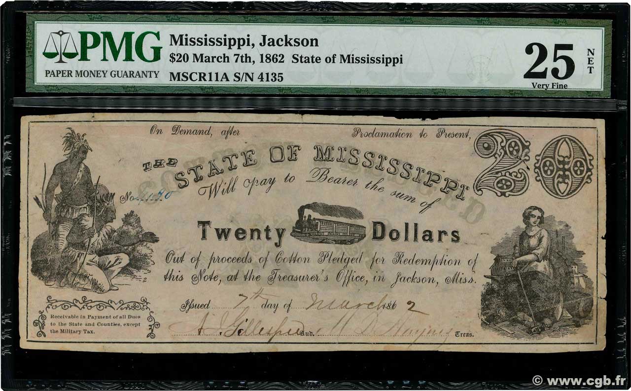 20 Dollars STATI UNITI D AMERICA Jackson 1862 PS.1377 MB