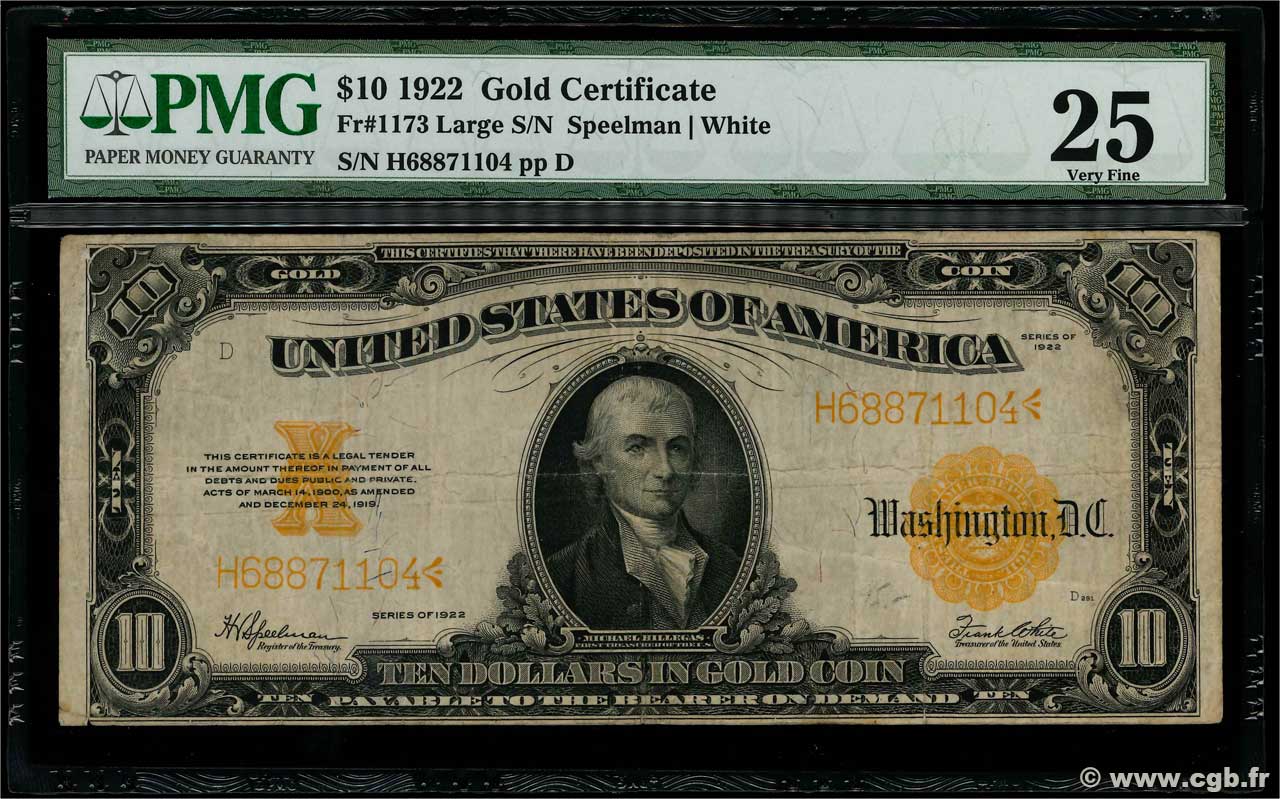 10 Dollars STATI UNITI D AMERICA  1922 P.274 MB