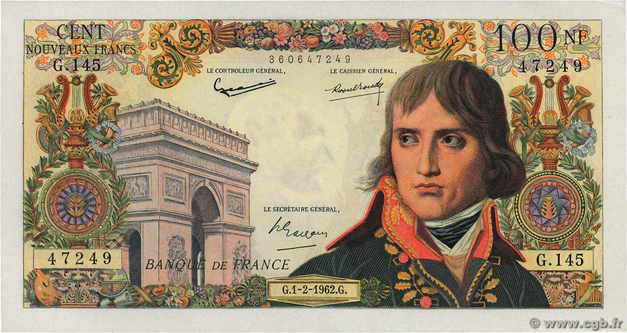 100 Nouveaux Francs BONAPARTE FRANCE  1962 F.59.13 SUP+
