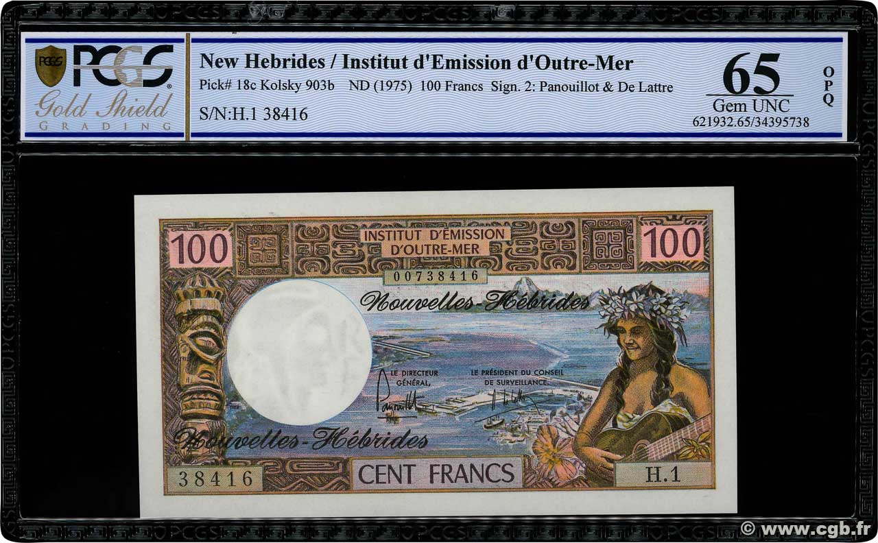 100 Francs NEW HEBRIDES  1975 P.18c UNC
