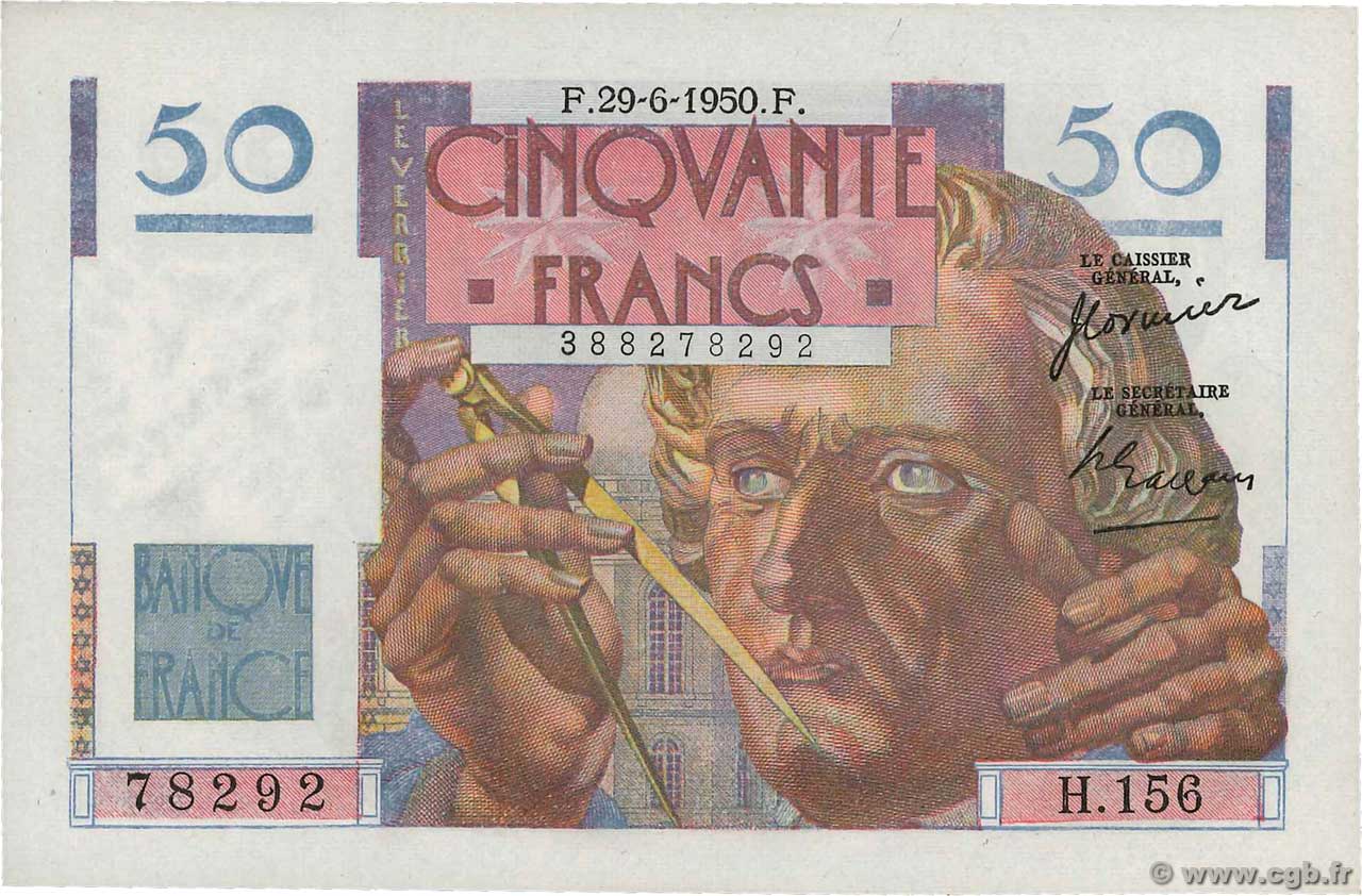 50 Francs LE VERRIER FRANCIA  1950 F.20.15 SC+
