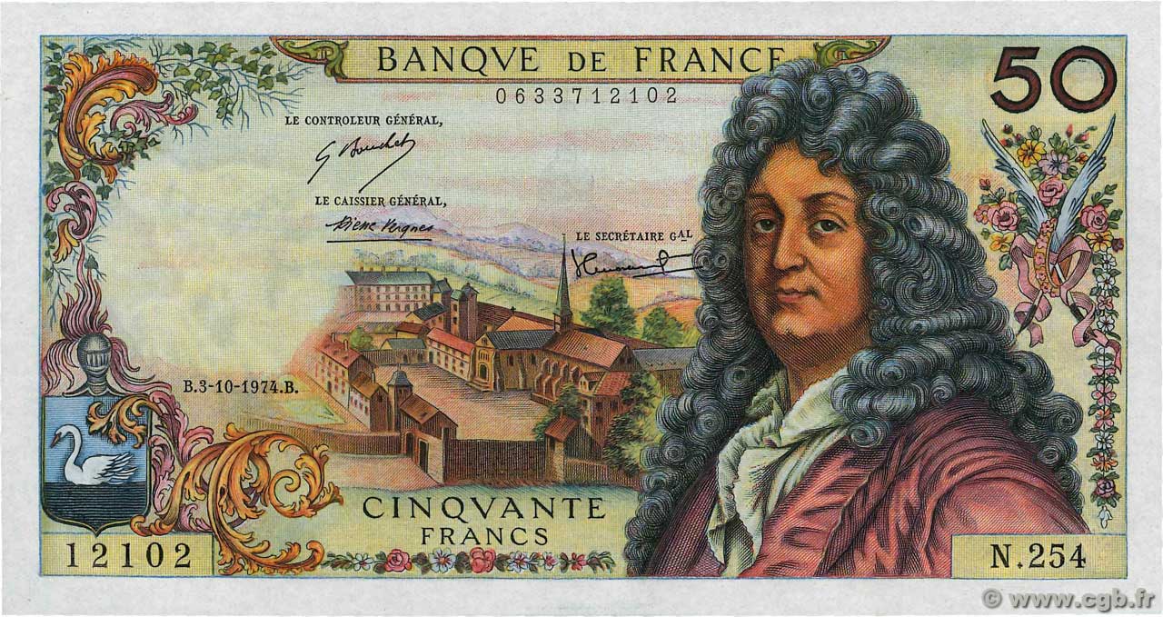 50 Francs RACINE FRANCE  1974 F.64.28 pr.NEUF