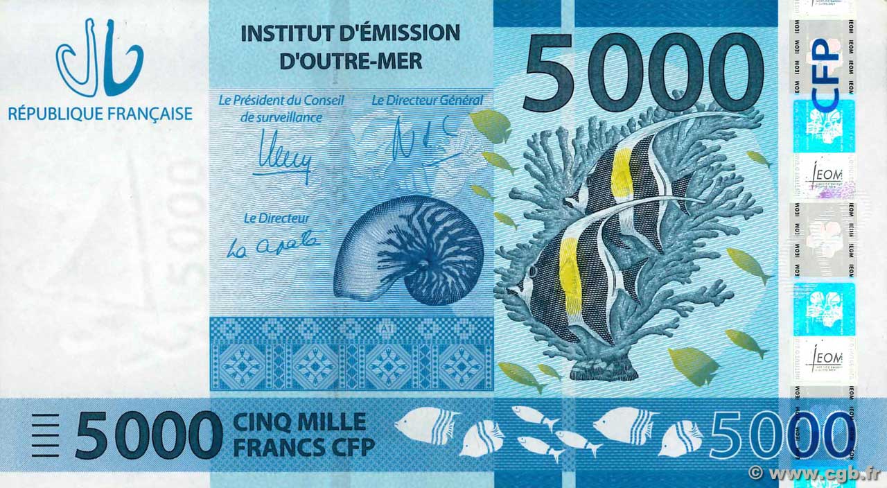 5000 Francs FRENCH PACIFIC TERRITORIES  2014 P.07 XF