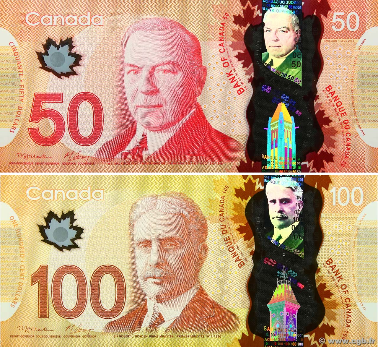 50 et 100 Dollars CANADá
  2011 P.109a et P.110a FDC