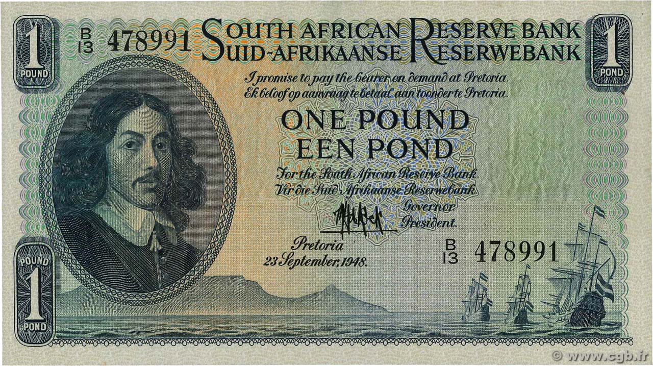 1 Pound AFRIQUE DU SUD  1948 P.092a SPL