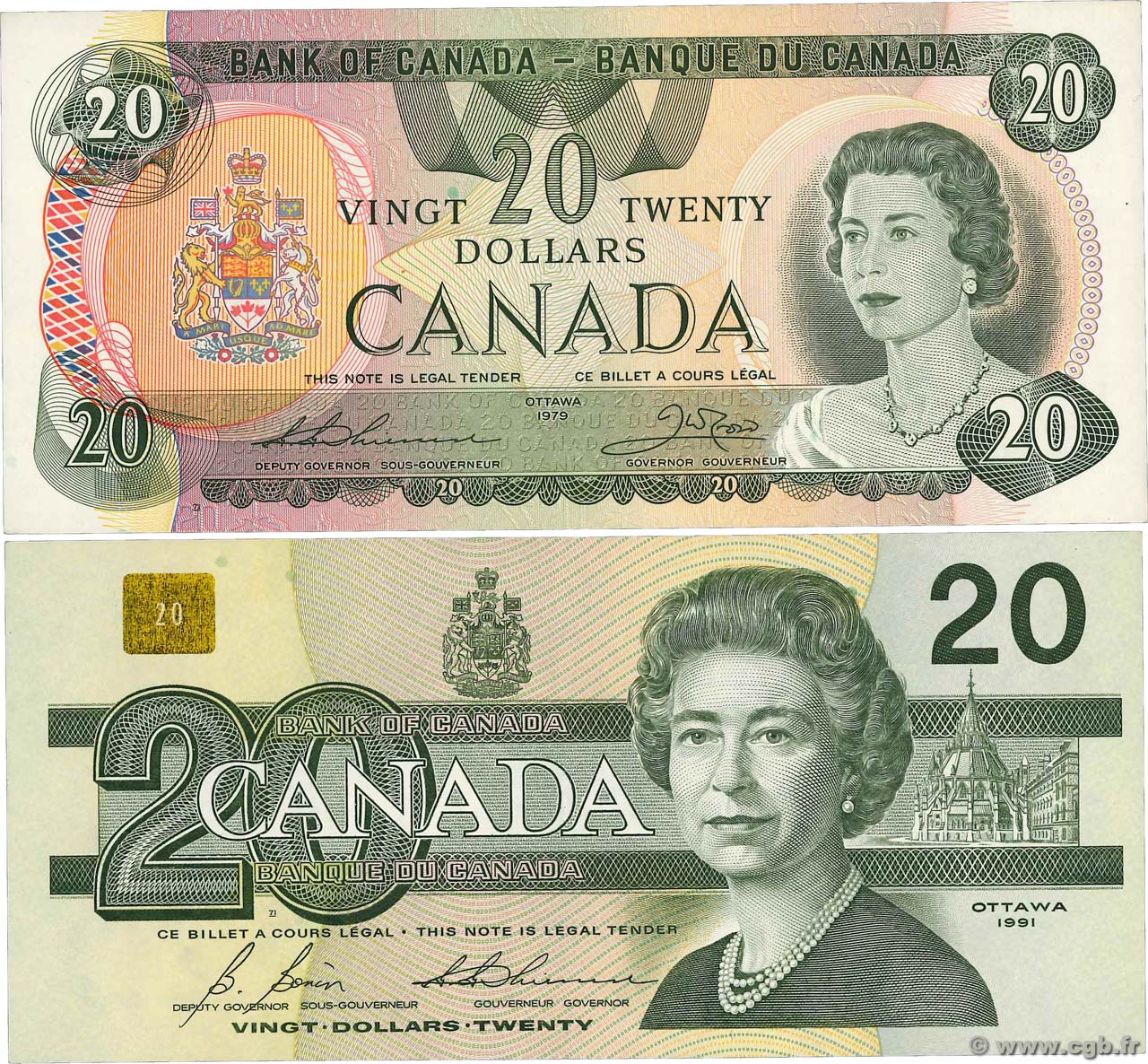 20 Dollars Lot CANADá
  1979 P.093c et P.097d SC