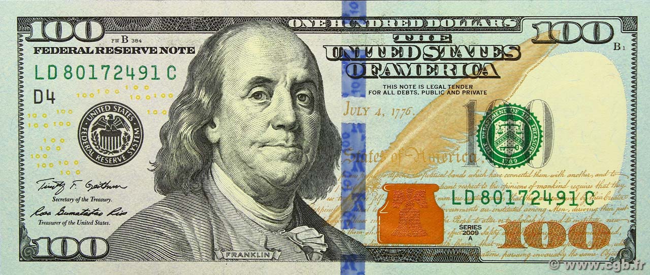 100 Dollars ÉTATS-UNIS D AMÉRIQUE Cleveland 2009 P.536 NEUF