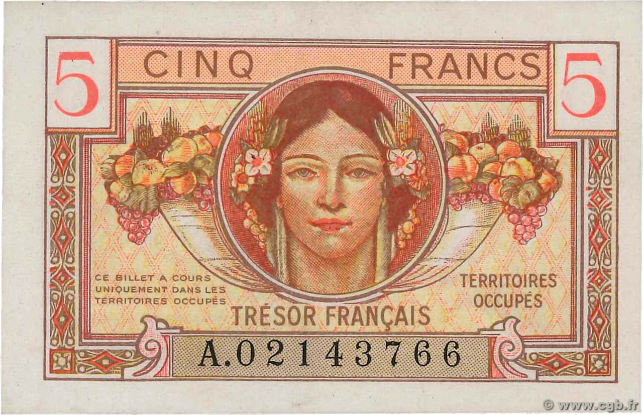 5 Francs TRÉSOR FRANÇAIS FRANCIA  1947 VF.29.01 AU