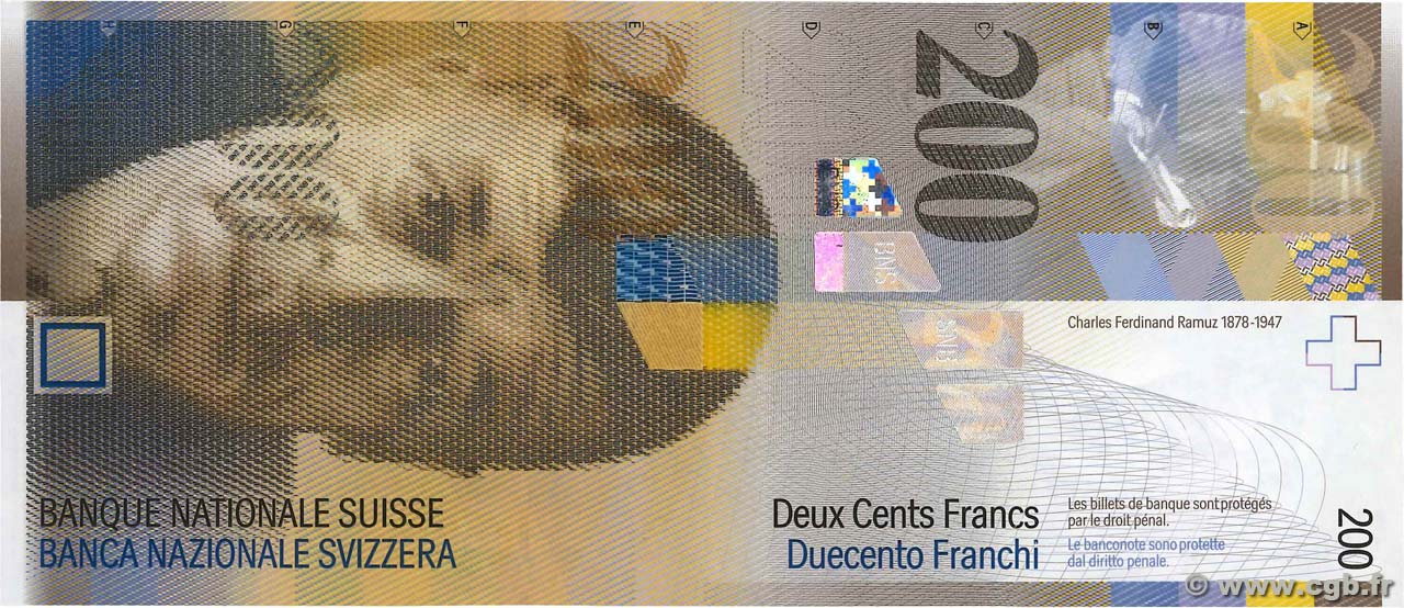 200 Francs SUISSE  1996 P.73a ST