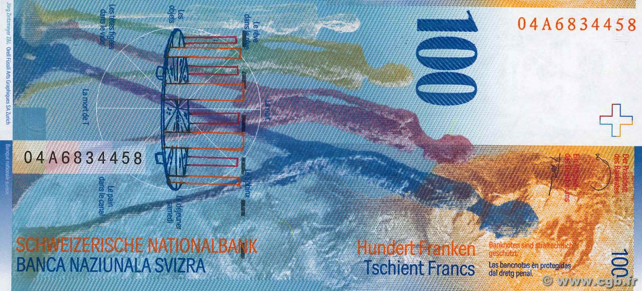 100 Francs SUISSE 2004 P.72g B94_4398 Billets