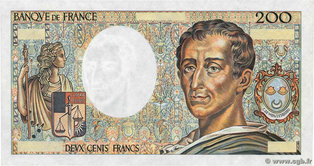 200 Francs MONTESQUIEU Fauté FRANCE  1981 F.70.01 XF