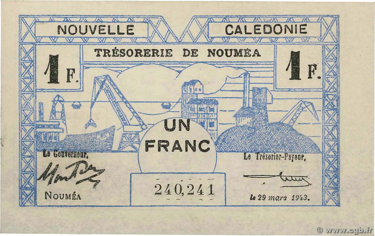 1 Franc NOUVELLE CALÉDONIE  1943 P.55b pr.SPL