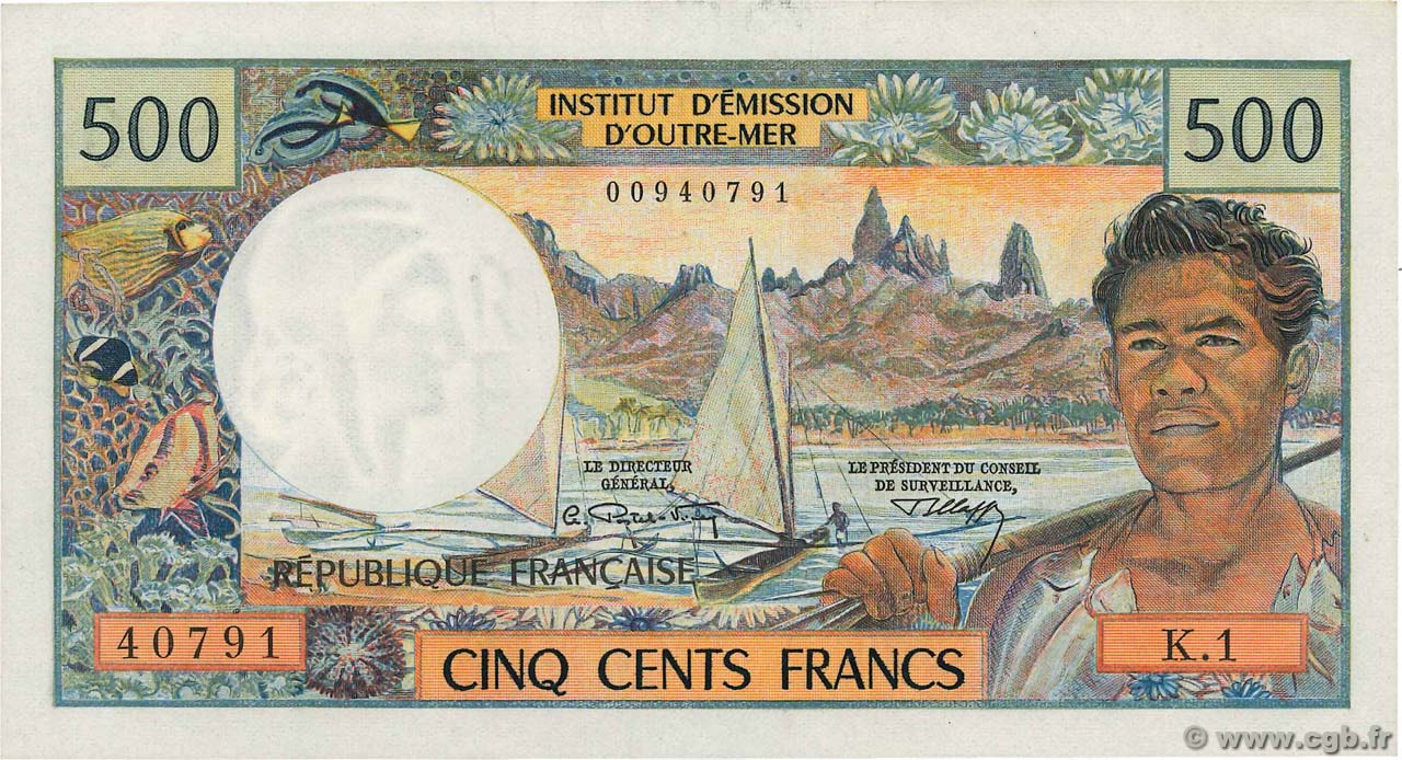 500 Francs TAHITI  1970 P.25a SC+
