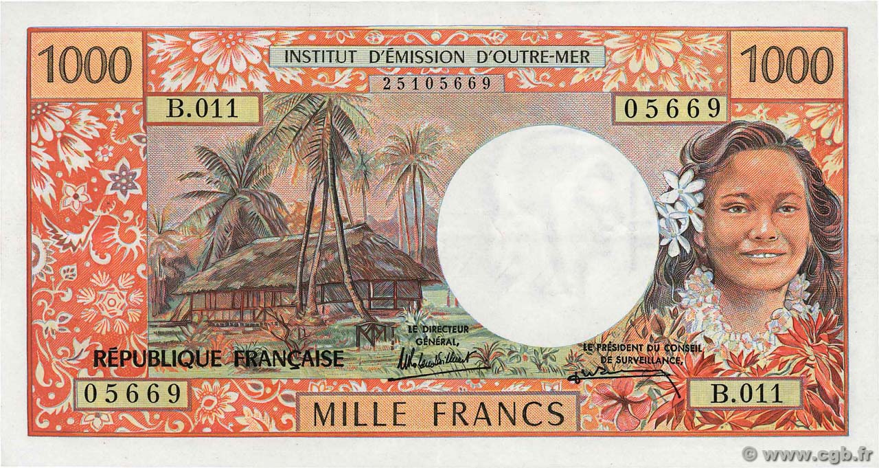 1000 Francs TAHITI  1985 P.27d SUP