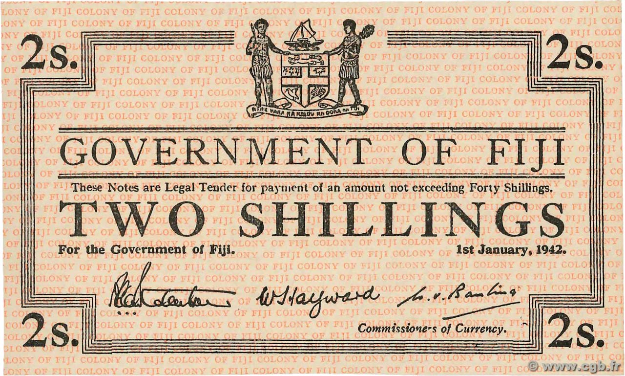 2 Shillings FIDJI  1942 P.050r1 NEUF