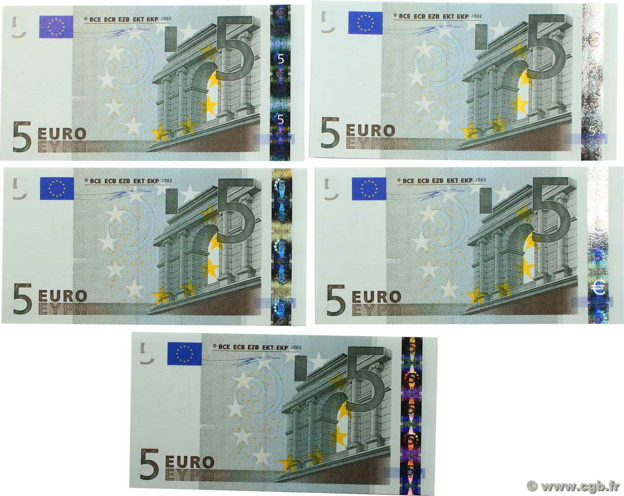 5 Euro Consécutifs EUROPE 2002 P.01u b94_4927 Billets