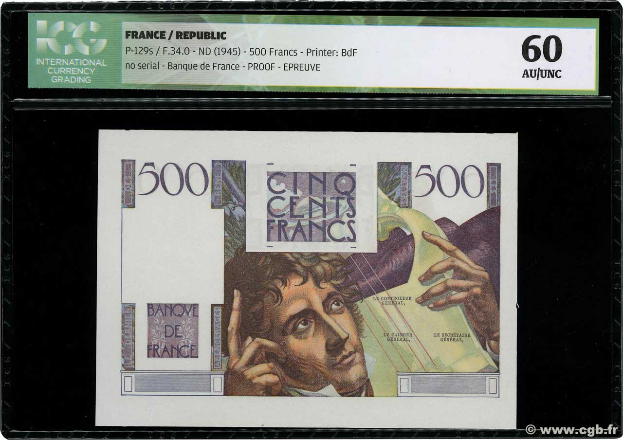 500 Francs CHATEAUBRIAND Épreuve FRANCIA  1945 F.34.00Ec SC+