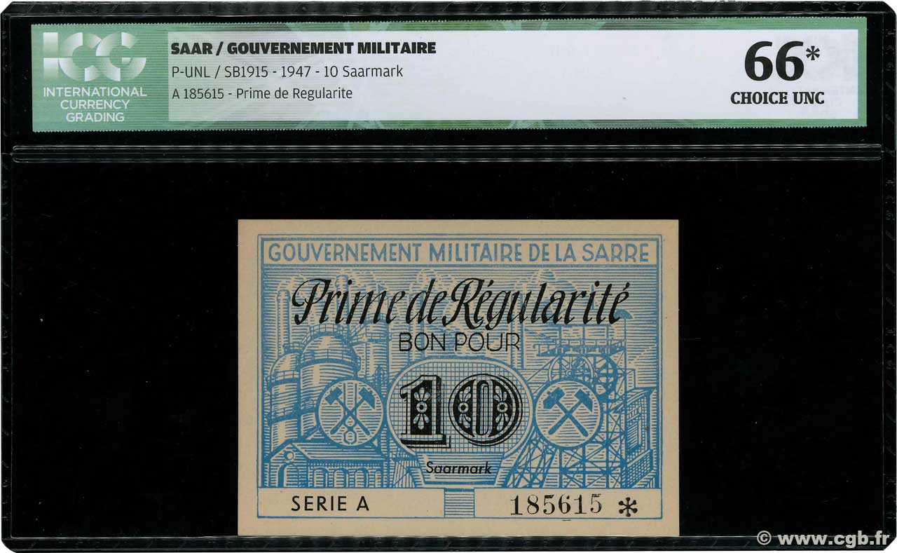 10 Saarmark FRANCE  1947 P.- UNC