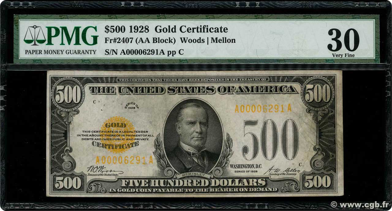 500 Dollars STATI UNITI D AMERICA  1928 P.404 q.BB
