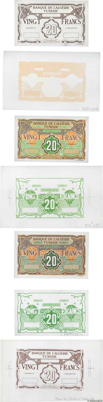 20 Francs Épreuve TUNISIA  1948 P.22p XF+