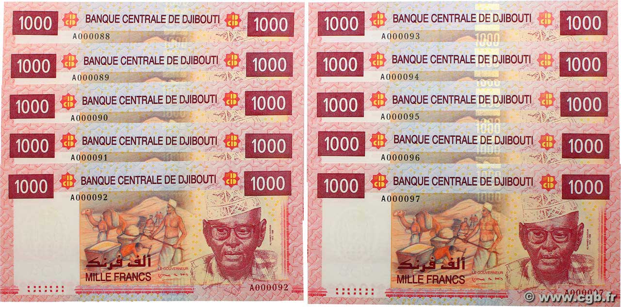 1000 Francs Petit numéro DJIBOUTI  2005 P.42a UNC