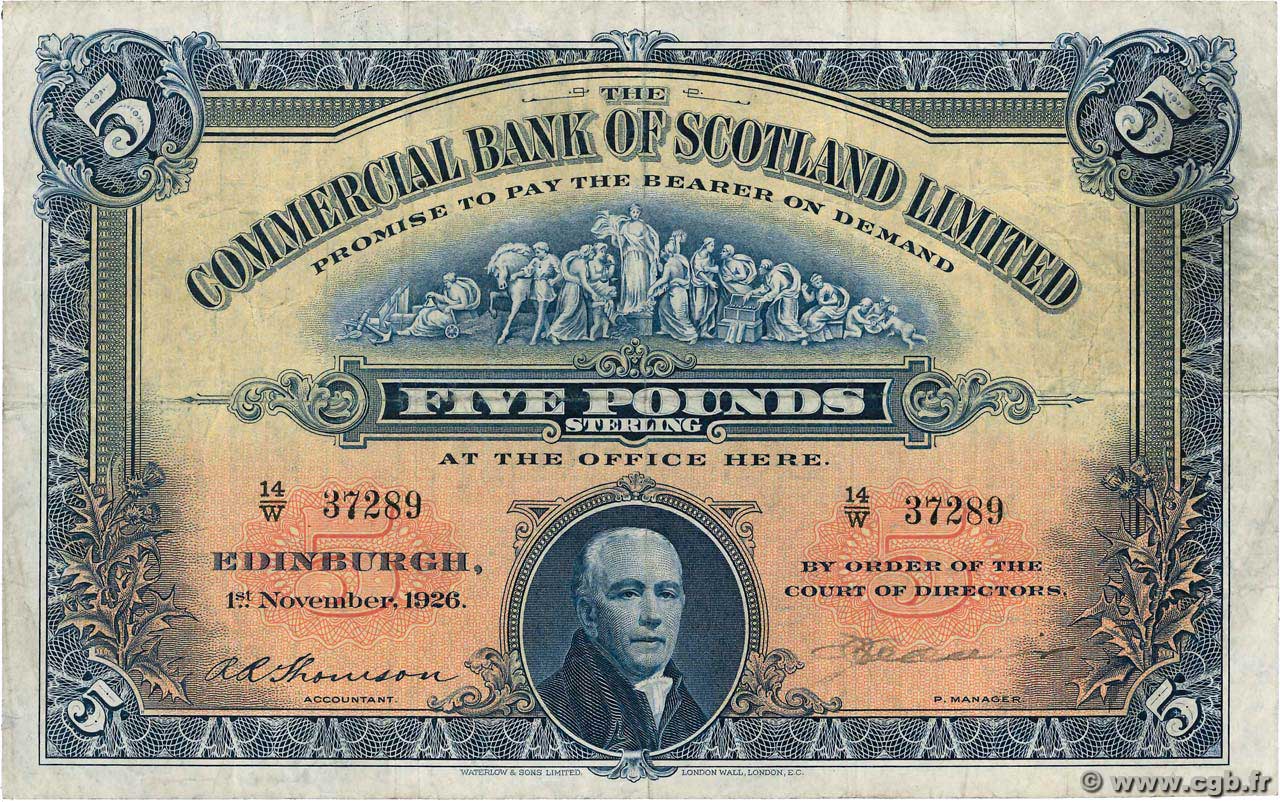 5 Pounds SCOTLAND  1926 PS.328a S