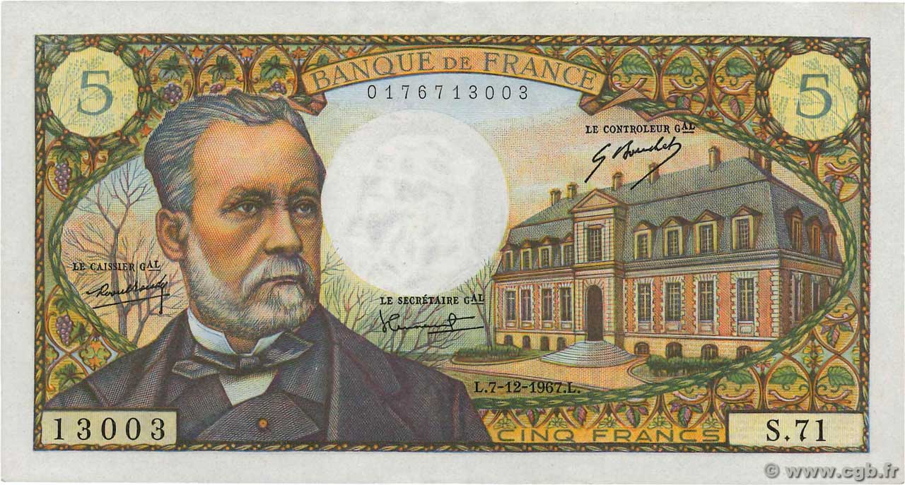 5 Francs PASTEUR FRANCE  1967 F.61.06 pr.NEUF