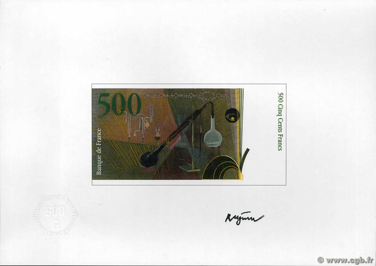 500 Francs PIERRE ET MARIE CURIE Essai FRANCE  1994 NE.1994 NEUF