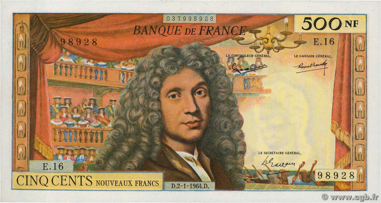 500 Nouveaux Francs MOLIÈRE FRANCIA  1964 F.60.06 SC