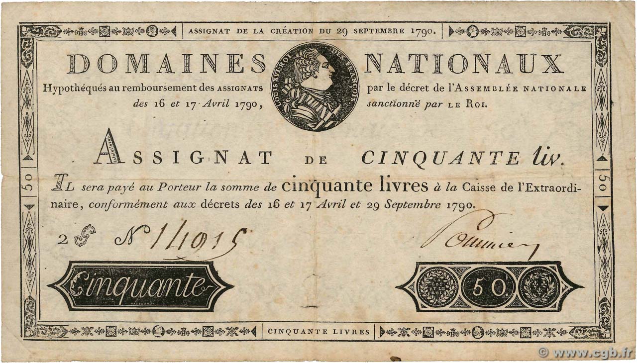 50 Livres FRANCE  1790 Ass.04a F