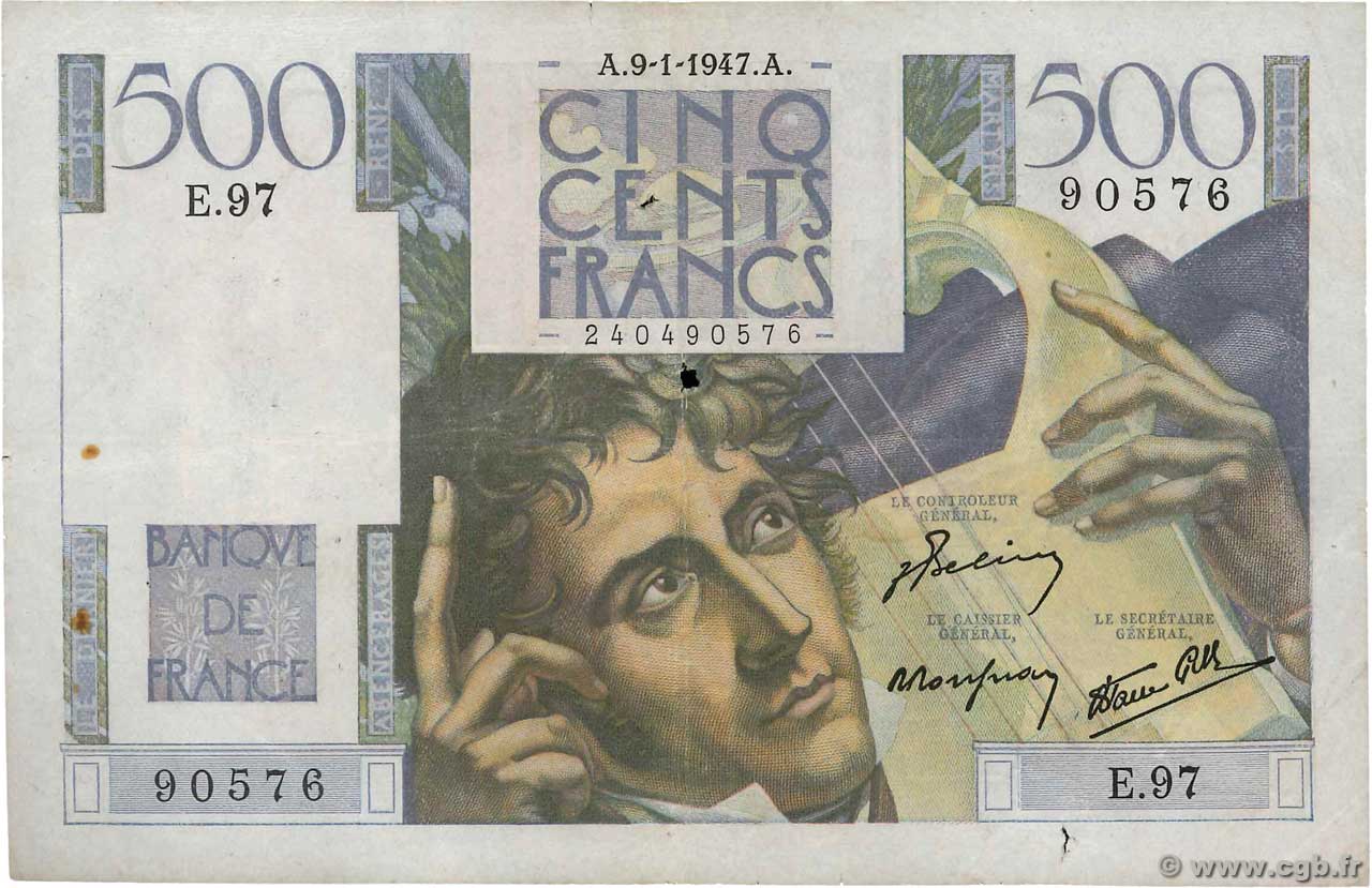 500 Francs CHATEAUBRIAND FRANCE  1947 F.34.07 VG