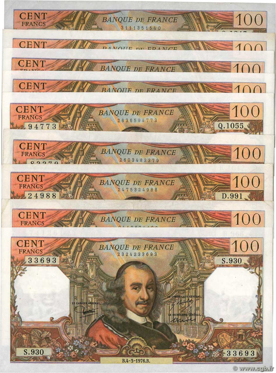 100 Francs CORNEILLE Lot FRANCIA  1976 F.65.lot MBC