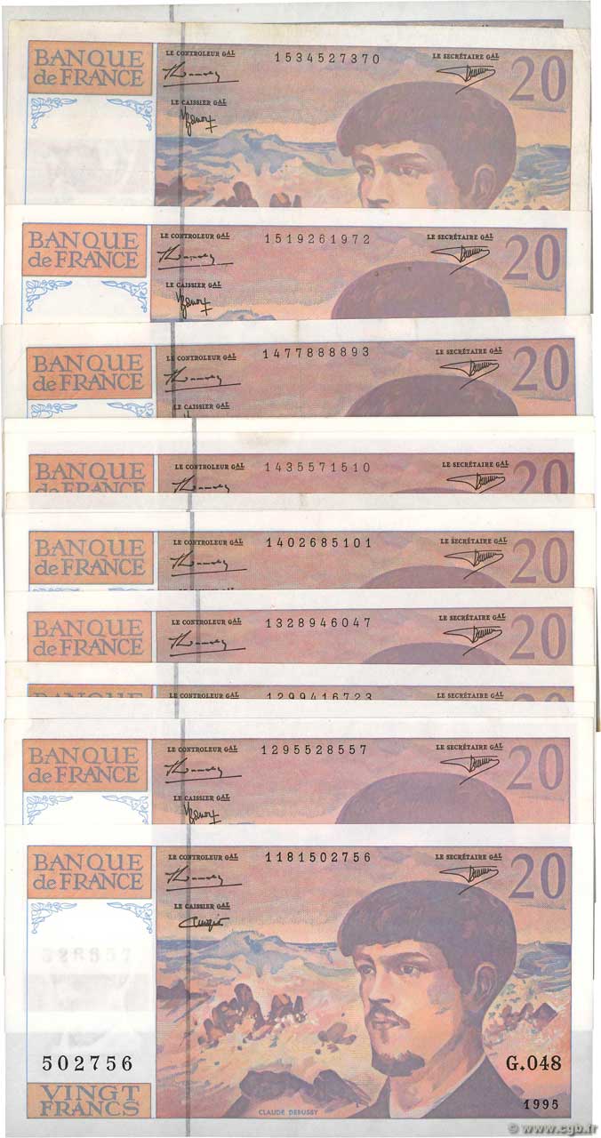 20 Francs DEBUSSY Modifié Lot FRANCIA  1995 F.66ter.lot SC