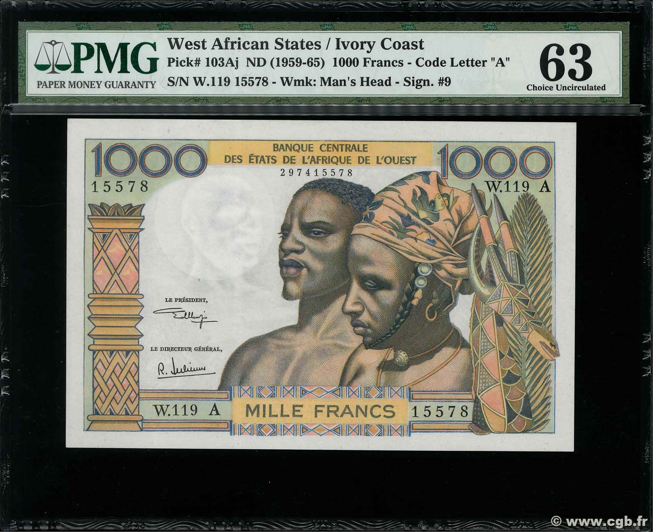 1000 Francs ESTADOS DEL OESTE AFRICANO  1973 P.103Aj SC
