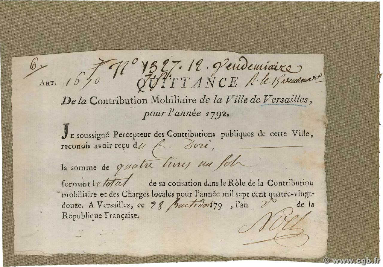 4 Livres 1 Sol FRANCE régionalisme et divers Versailles 1792 Laf.-- TTB+