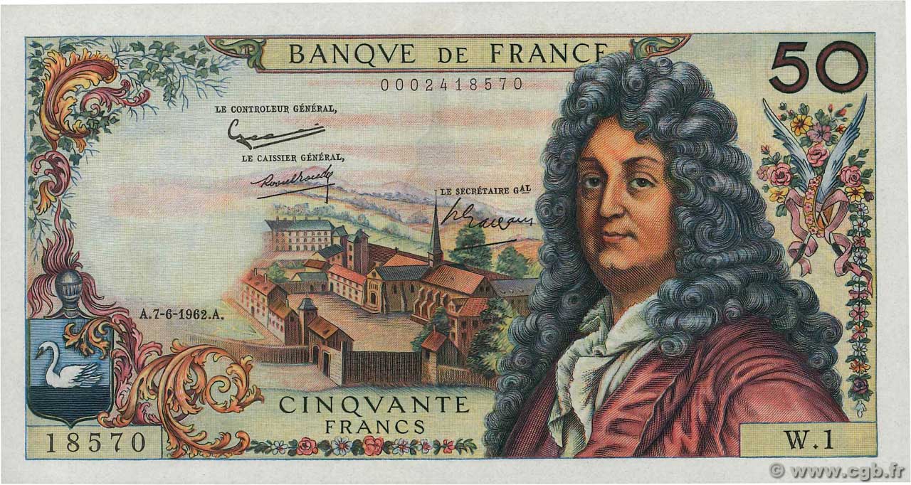 50 Francs RACINE FRANCIA  1962 F.64.01 SPL+
