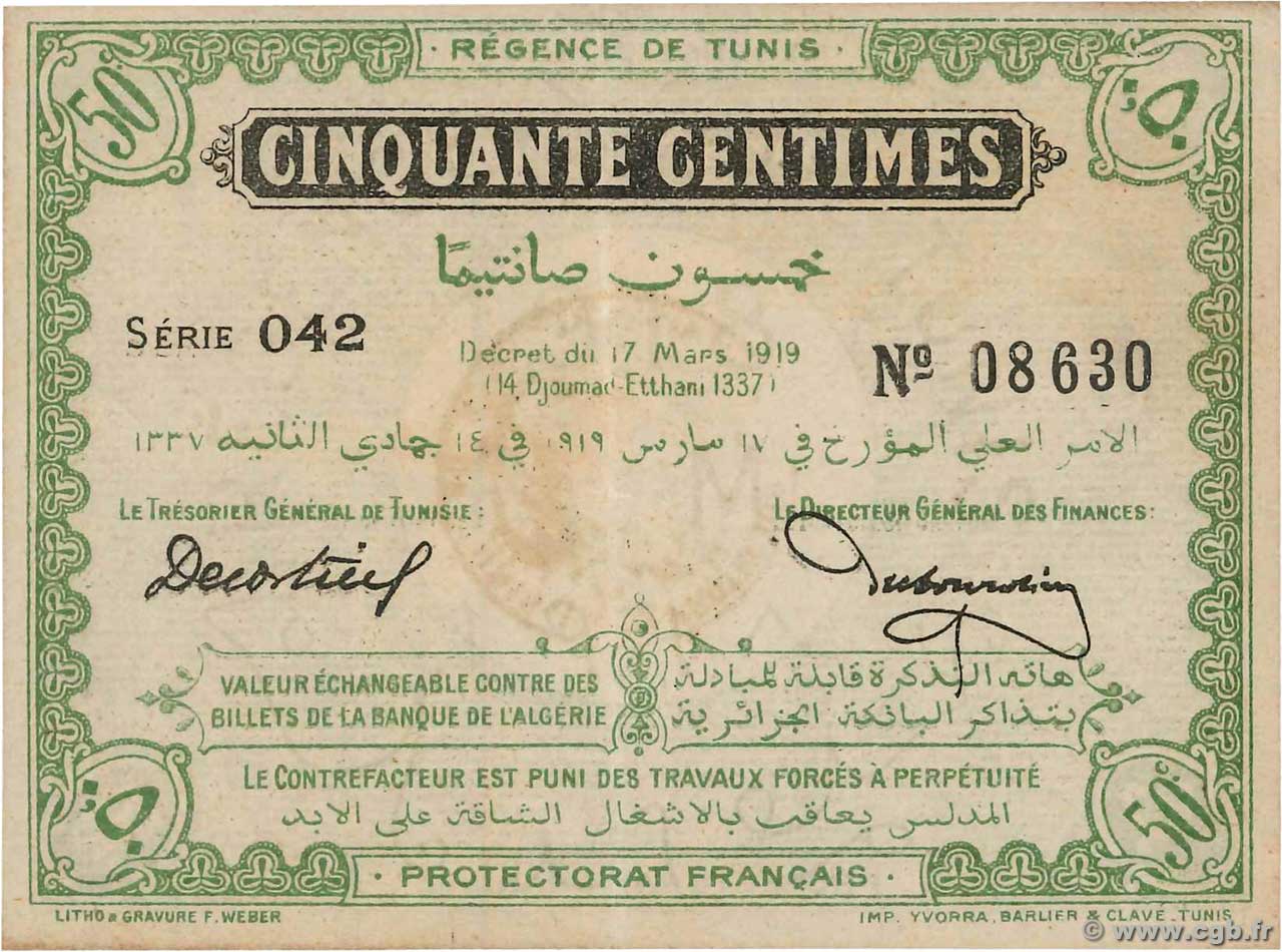 50 Centimes TUNISIE  1919 P.45a pr.SPL