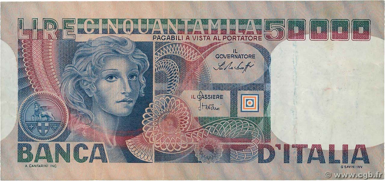 50000 Lire ITALIA  1978 P.107b MBC