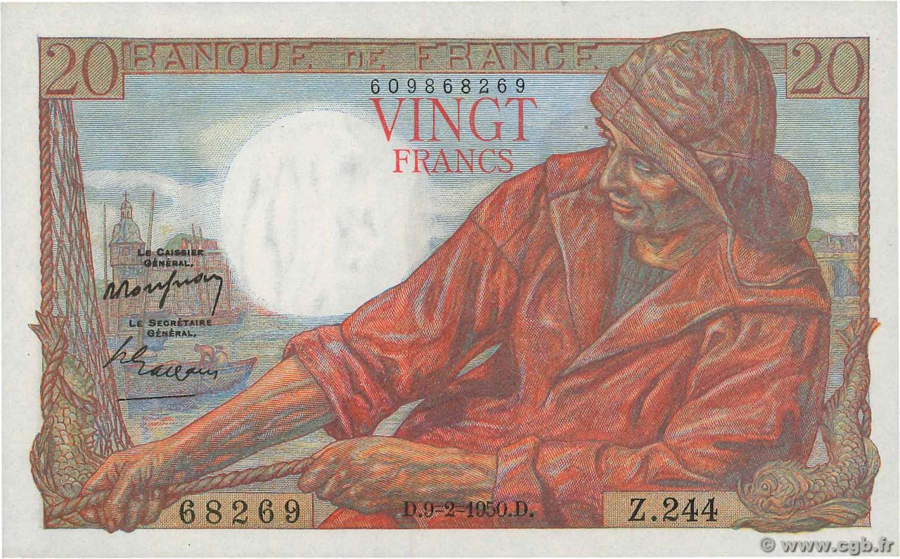 20 Francs PÊCHEUR FRANCE  1950 F.13.17 pr.NEUF