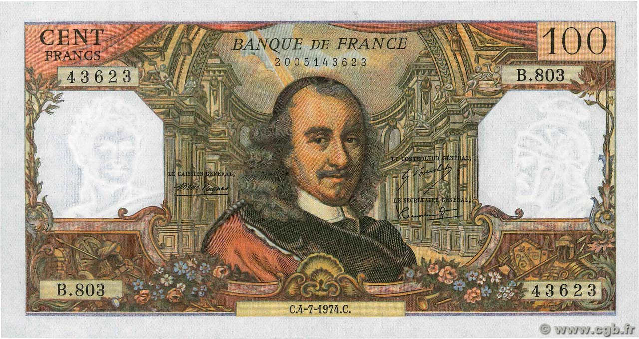 100 Francs CORNEILLE FRANCE  1974 F.65.46 pr.NEUF